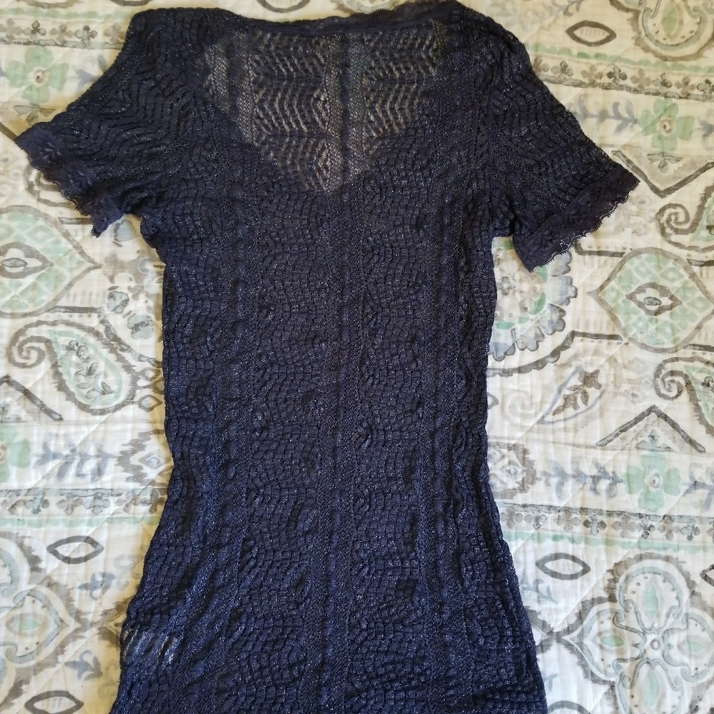 Blue and silver lace top